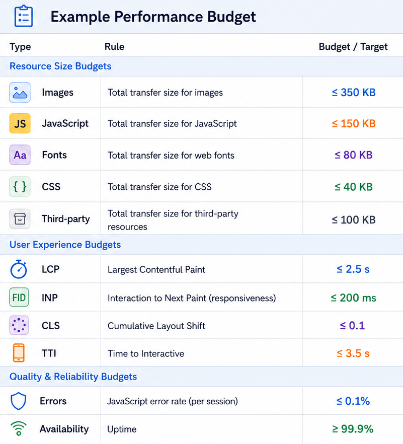 Performance budget illustration